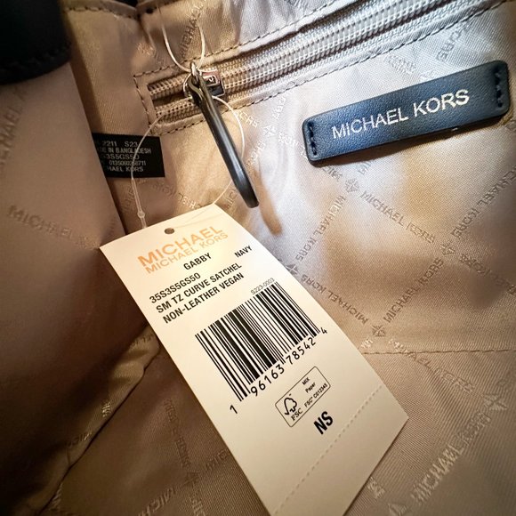 Michael Kors Gabby Small Satchel Top Zip Shoulder Crossbody Bag Navy - Picture 13 of 13